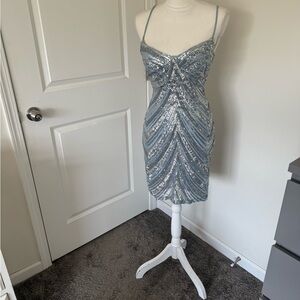 Windsor Silver Sequin Midi Dress